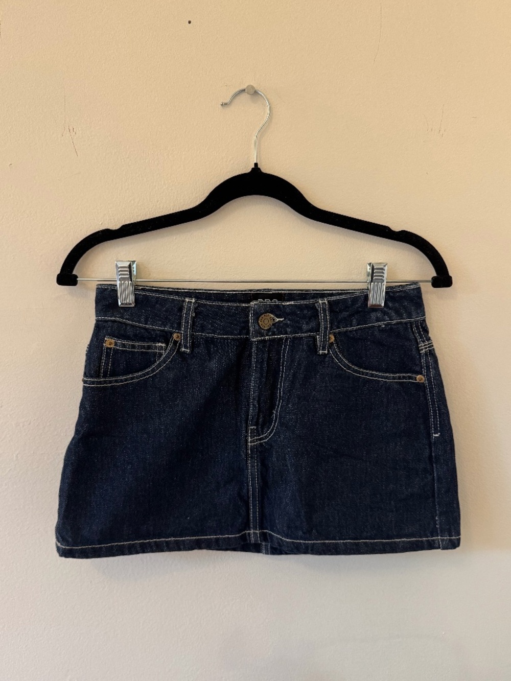 BDG Dark Blue Contrast-Stitch Denim Mini
